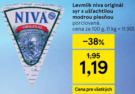 Levmlik niva originál syr s ušľachtilou modrou plesňou porciovaná