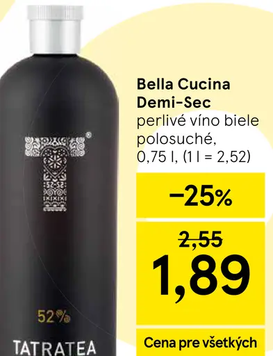Bella Cucina Demi-Sec perlivé víno biele polosuché
