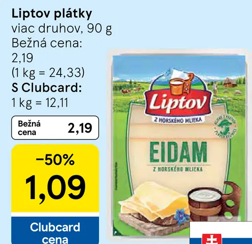 Liptov Eidam plátky rôzne druhy