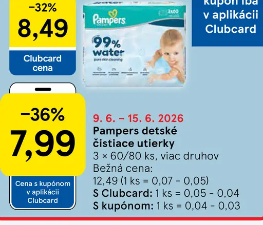 Pampers detské čistiace utierky 3 × 60/80 ks, viac druhov