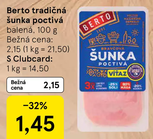 Berto Tradičná šunka poctivá