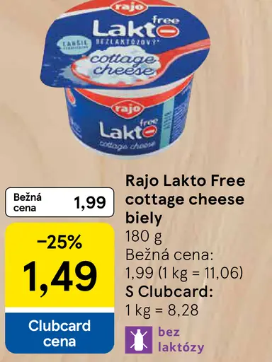 Rajo Lakto Free Cottage Cheese biely