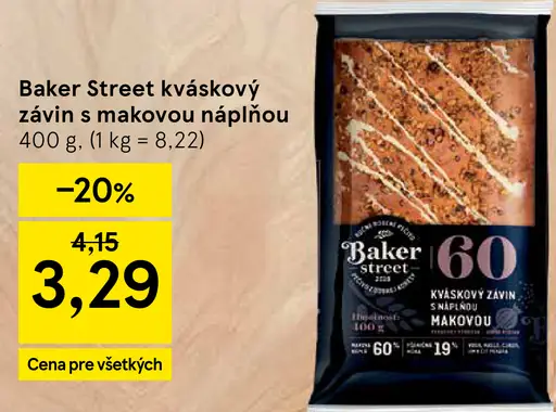 Baker Street Kváskový závin s náplňou makovou
