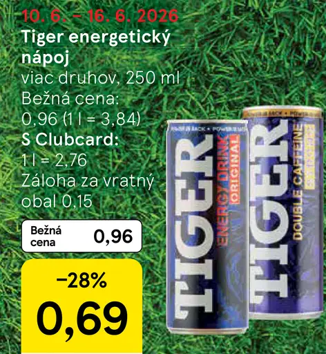 Tiger energetický nápoj rôzne druhy plechovka