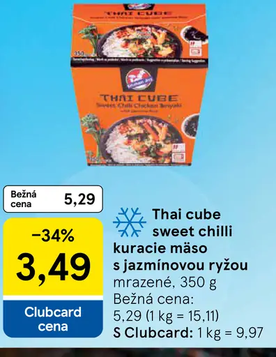 Thai cube sweet chilli kuracie mäso s jazmínovou ryžou mrazené hotové jedlo