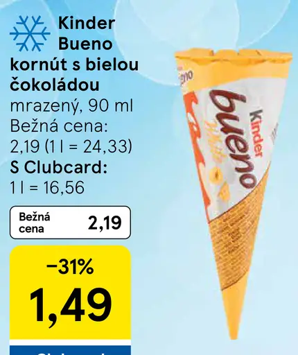 Kinder Bueno kornút s bielou čokoládou mrazený dezert