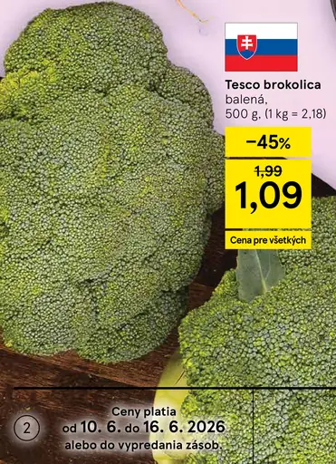 Tesco brokolica balená