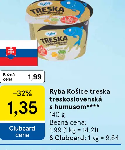 Ryba Košice treska treskoslovenská s humusom