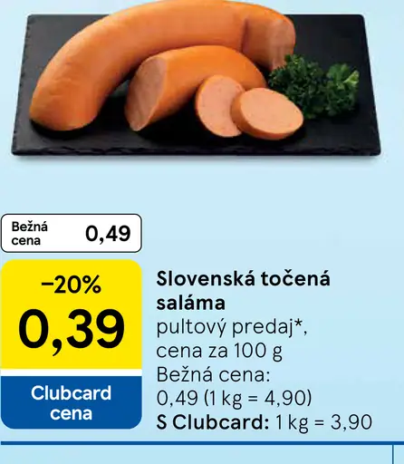 Slovenská točená saláma pultový predaj