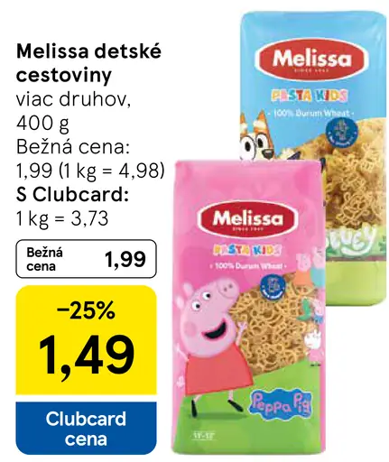 Melissa detské cestoviny