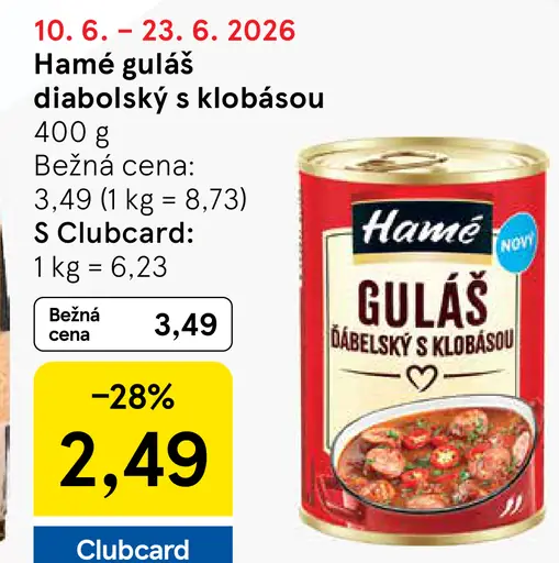Hamé guľáš diabolský s klobásou