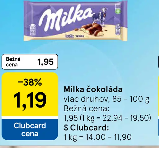 Milka čokoláda viac druhov