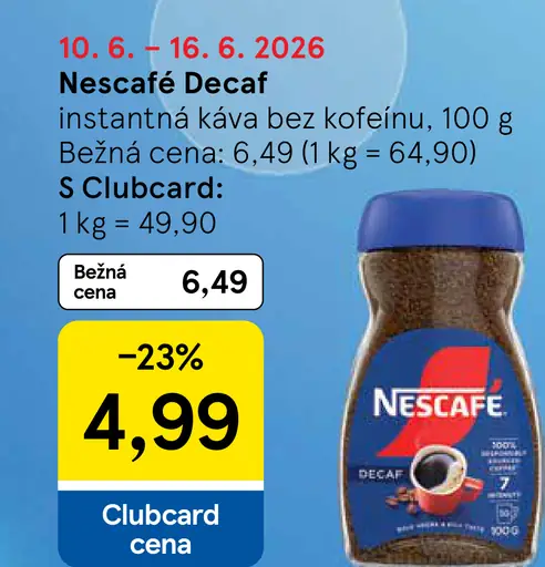 NESCAFÉ DECAF, instantná káva bez kofeínu