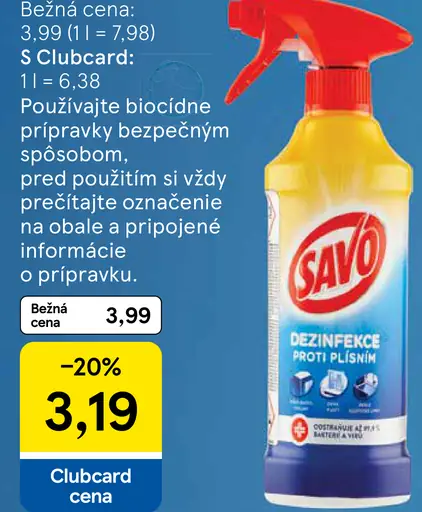 Savo proti plesniam dezinfekčný rozprašovač