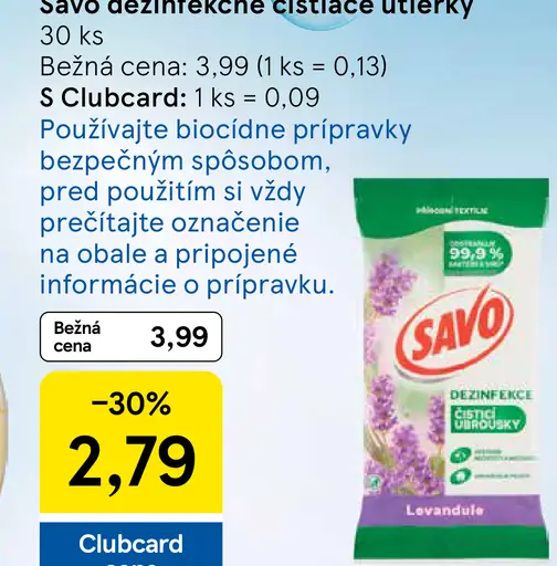 Savo Dezinfekčné čistiace utierky levanduľa