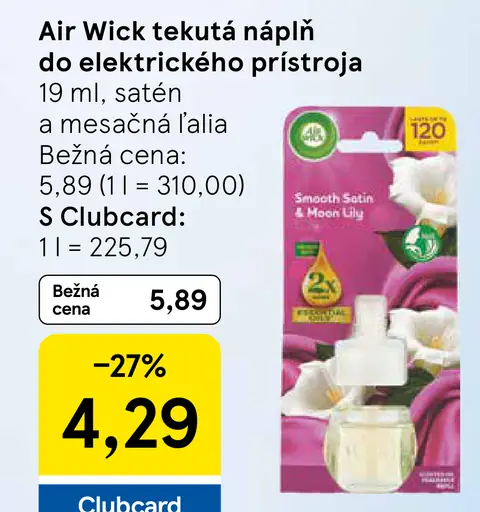 Air Wick Tekutá náplň do elektrického prístroja jemný satén a mesačná ľalia