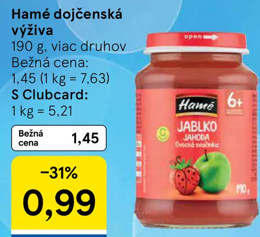 Hamé dojčenská výživa jablko jahoda banán