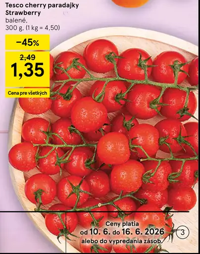Tesco cherry paradajky Strawberry