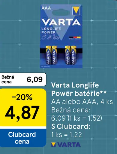 Varta Longlife batérie AA alebo AAA