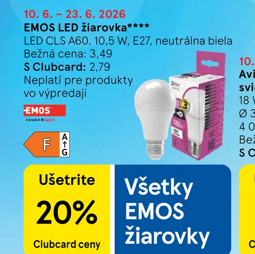 EMOS žiarovka LED A60 10,5 W E27 neutrálná biela