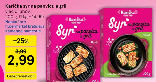Karička syr na panvicu a gril