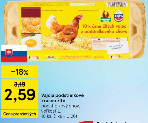 Vajcia podstielkové krásne žlté