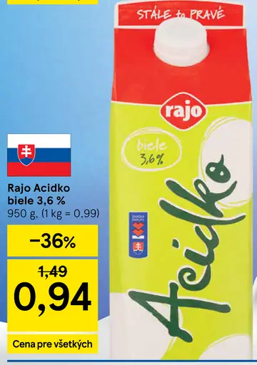 Rajo Acidko Biele 3,6%