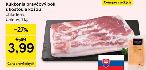 Kukkonia bravčový bok s kosťou a kožou chladený balený