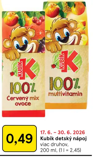 Kubík detský nápoj 100% červený mix ovocie