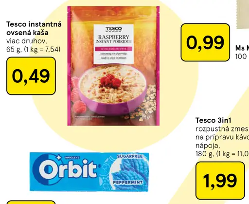 Tesco instantná ovsená kaša