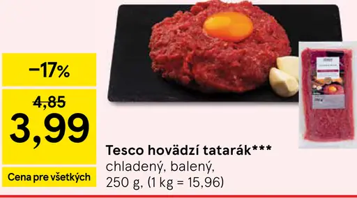 Tesco hovädzí tatarák chladený, balený