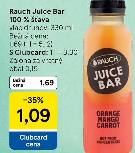 Rauch Juice Bar 100 % šťava orange mango carrot