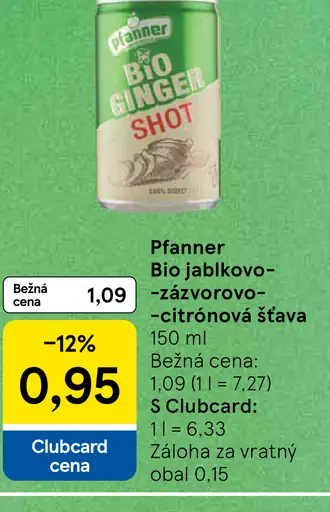 Pfanner Bio jablkovo-zázvorovo-citrónová šťava shot