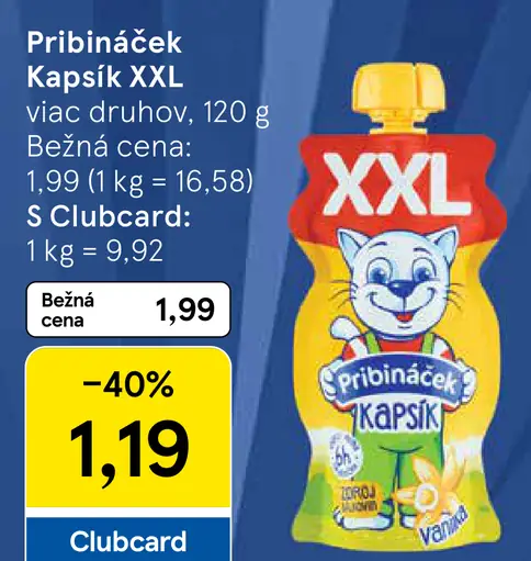 Pribináček Kapsík XXL tvarohový dezert viac druhov