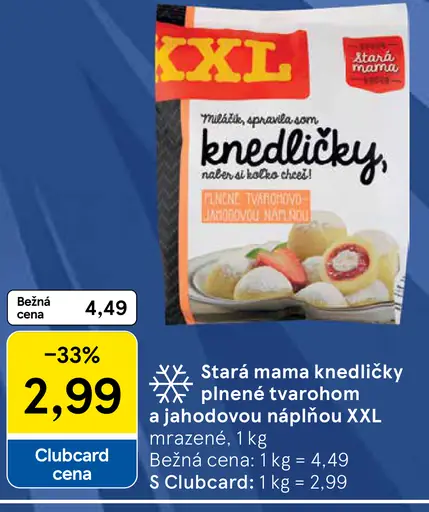 Stará mama knedličky plnené tvarohom a jahodovou náplňou XXL mrazené