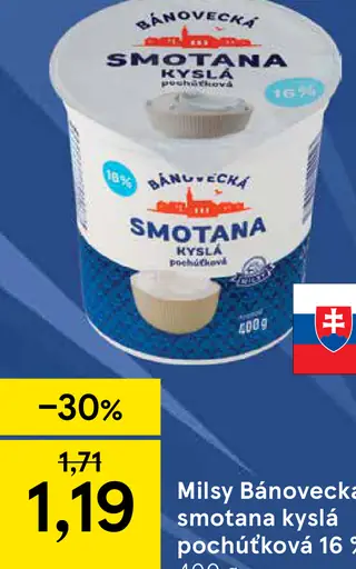 Mils y Bánovecká smotana kyslá pochúťková 16 %