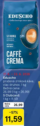 Eduscho pražená zrnková káva, viac druhov