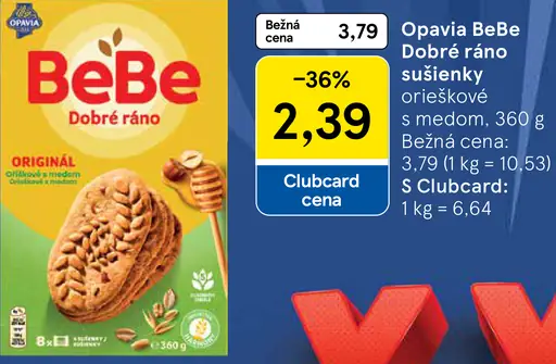 Opavia BeBe Dobré Ráno originál sušienky orieškové s medom