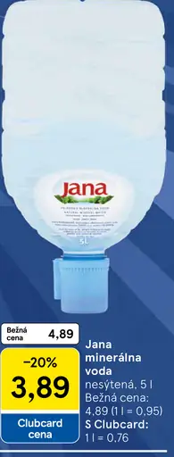 Jana minerálna voda ne sýtená