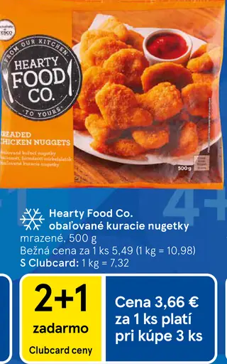 Hearty Food Co. obaľované kuracie nuggetky mrazené
