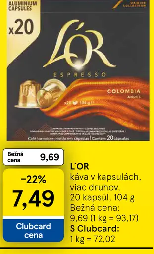 L'OR káva v kapsulách