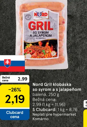 Nord Gril klobáska so syrom a jalapeňom