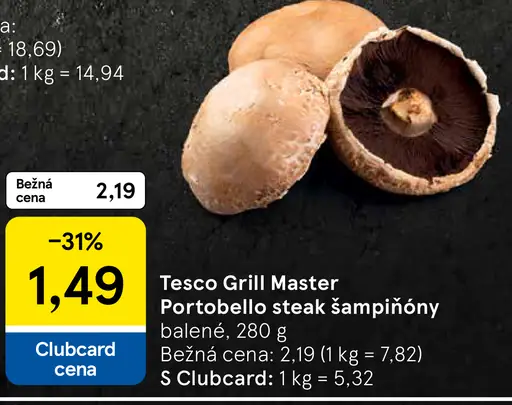 Tesco Grill Master Portobello steak šampiňóny