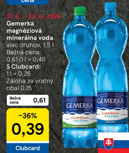 Gemerka minerálna voda rôzne druhy