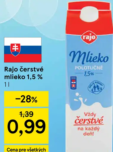 Rajo čerstvé mlieko 1,5 %
