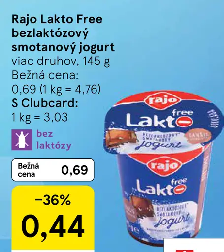 Rajo Bezlaktózový smotanový jogurt