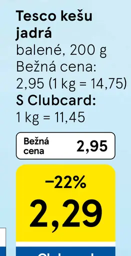 Tesco kešu jadrá