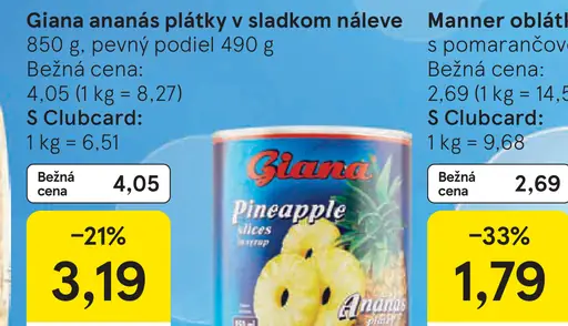 Giana ananás kúsky v sladkom náleve