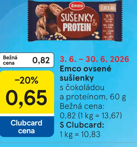 Emco Ovsené sušienky s čokoládou a proteínom