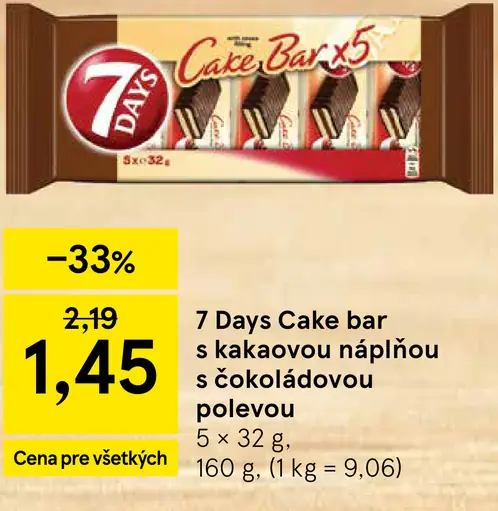 7 Days Cake bar s kakaovou náplňou s čokoládovou polevou 5 x
